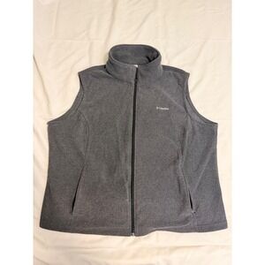 Columbia Benton Springs Fleece Vest Womens 3X Gray Full Zip Mock Neck Outdoor